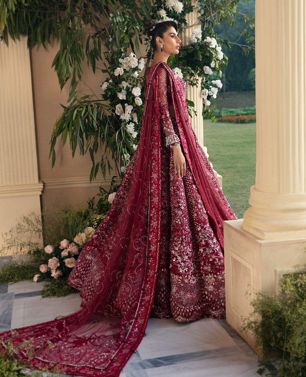 Barn Red Ensemble with Cherry & Coral Embellishments