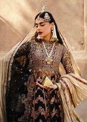 Black Organza Peshwas with Colorful Embroidery & Scalloped Dupatta