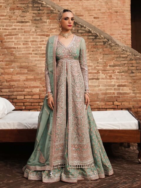 Khuaab by Hussain Rehar Luxury Pret Ice Blue Chiffon Suit