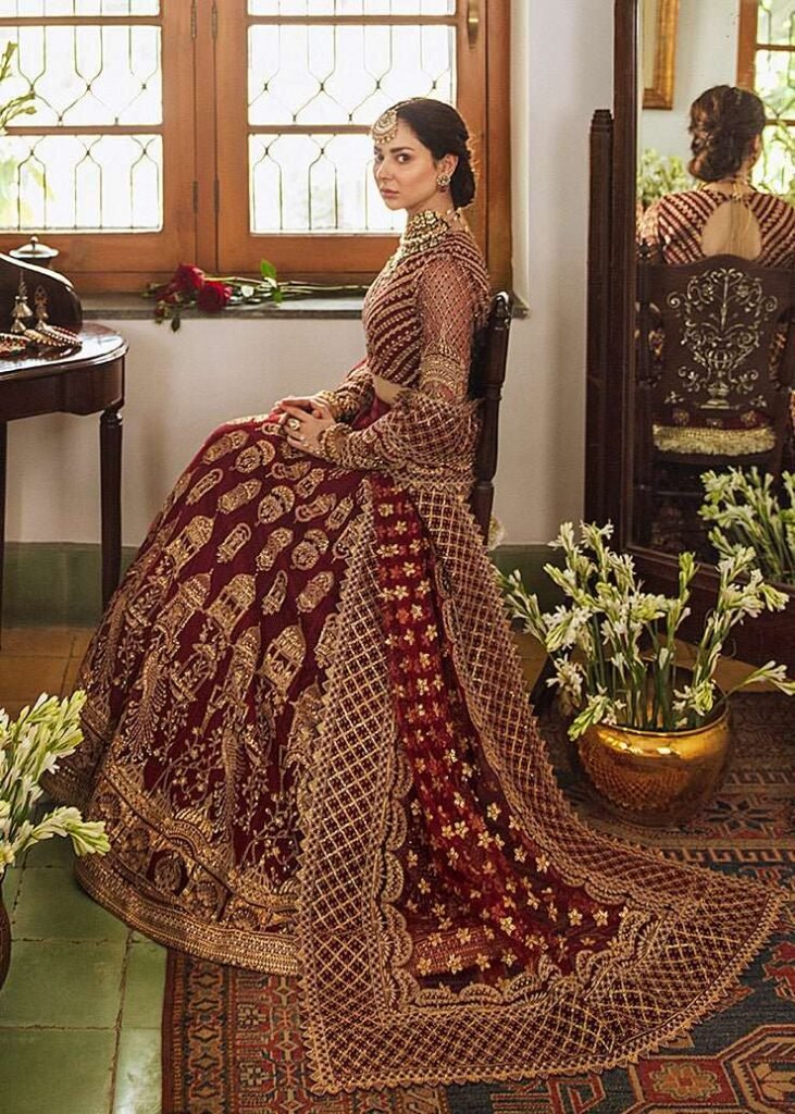 Khastehgari: Red Bridal Dress by Afrozeh PK – Stitched Pakistani