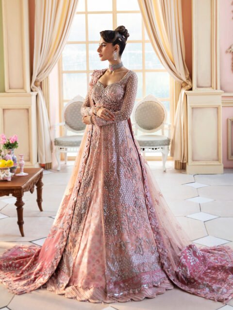 Dusty Pink Floral Embroidered Dress with Tilla & Sequin