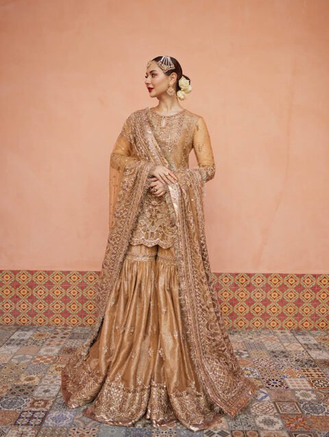 Jolina – Embroidered & Embellished Net Gharara Ensemble