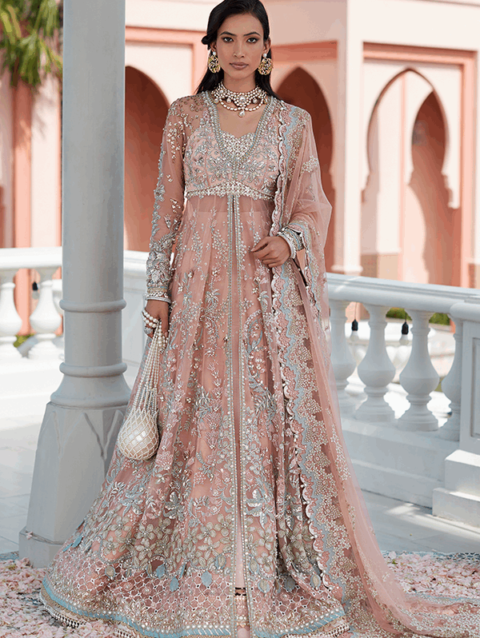 NAZ by Suffuse FREESHIA Peach Wedding Pishwas with Dupatta