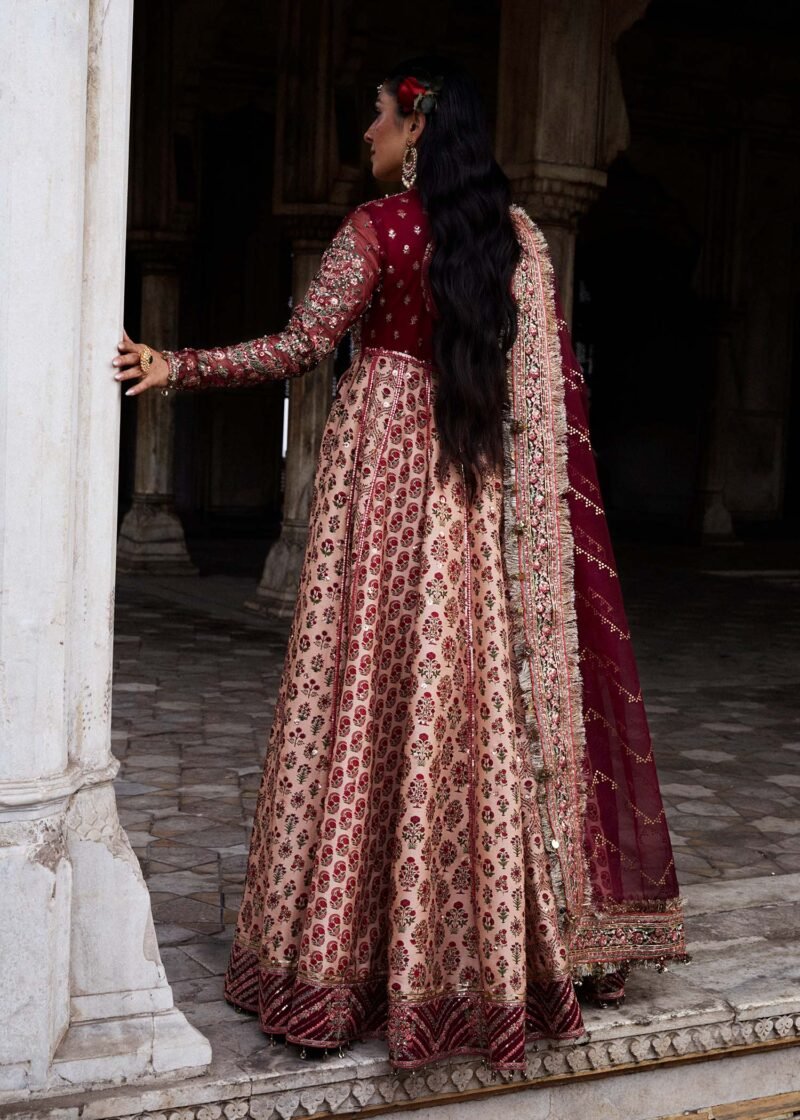 Alta by Hussain Rehar - Luxury Plum Organza Wedding Dress - Image 3
