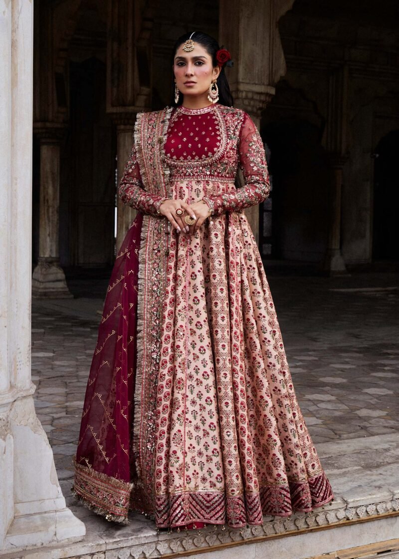 Alta by Hussain Rehar - Luxury Plum Organza Wedding Dress - Image 5