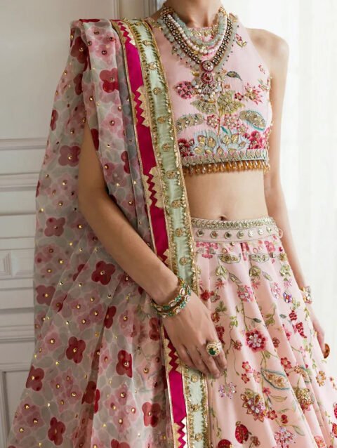 Chinoiserie Lehnga by Crimson PK: A Vision in Rose Pink