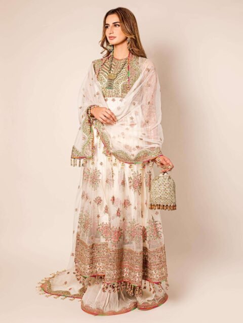 Raya By Hussain Rehar – Elegant 3-Piece Net & Silk Outfit