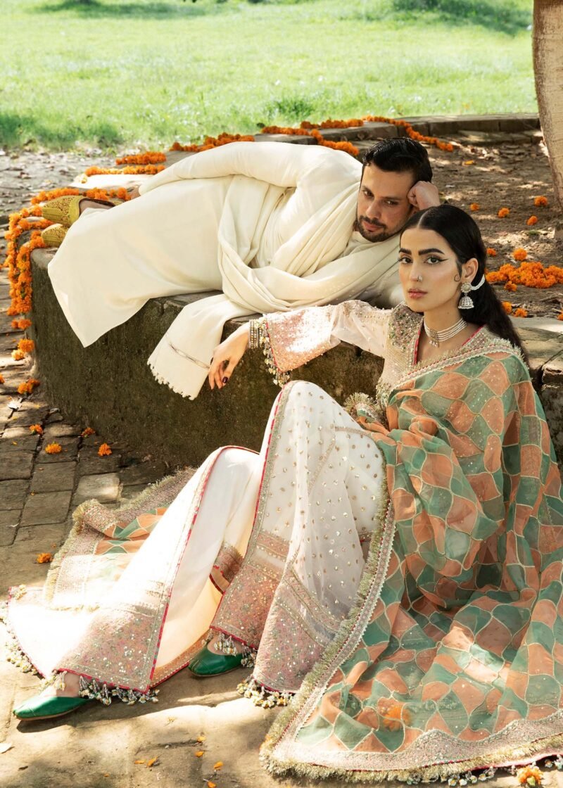 Diya by Hussain Rehar: Luxury Organza Peshwas & Silk Trousers - Image 5