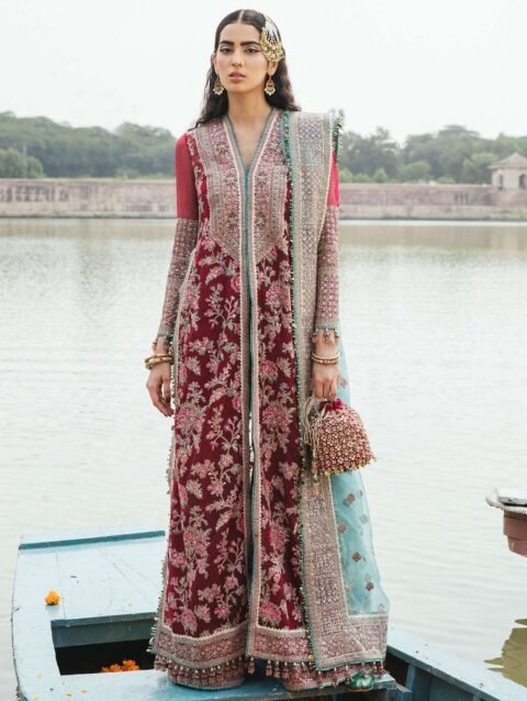 Hussain Rehar Mehroon Pakistani Wedding Dress