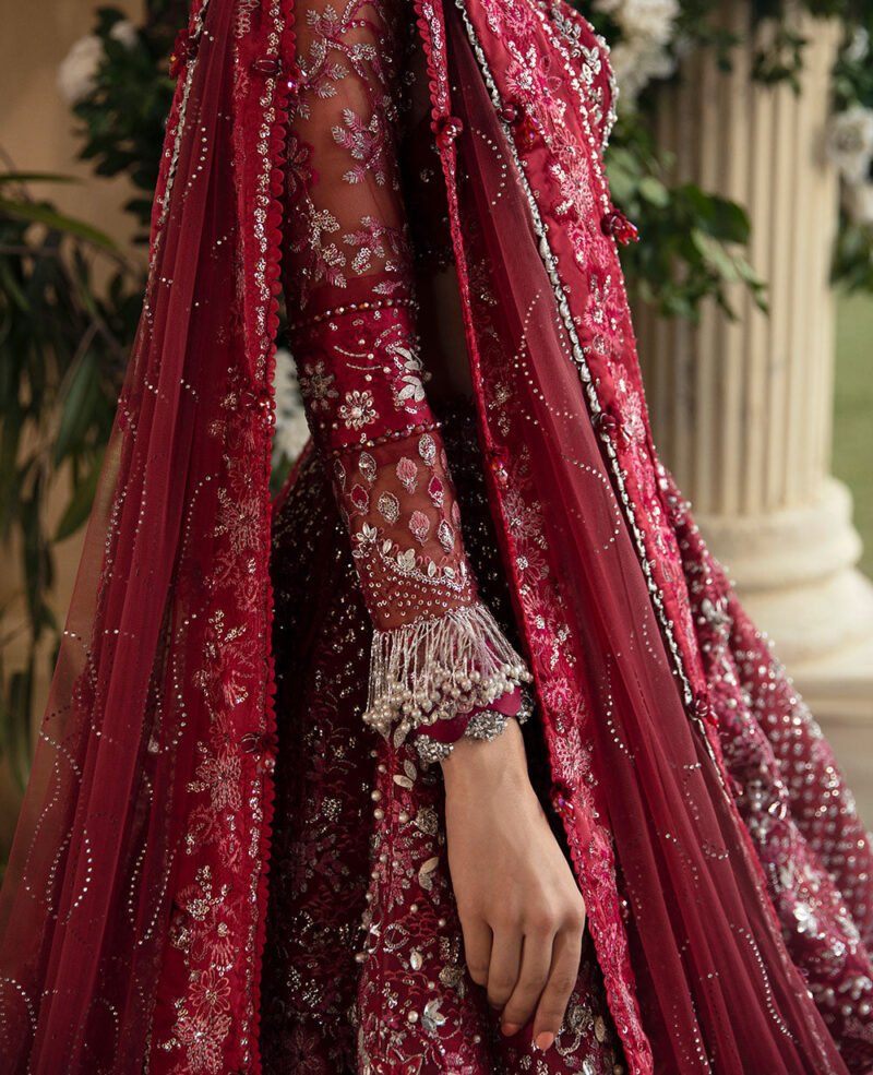 Barn Red Ensemble with Cherry & Coral Embellishments - Image 3
