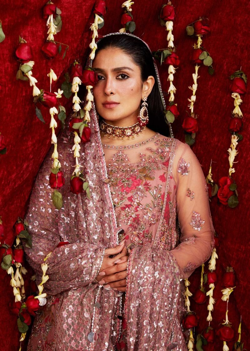 Sham by Hussain Rehar - Luxury Embroidered Net Shirt & Silk Lehenga - Image 6