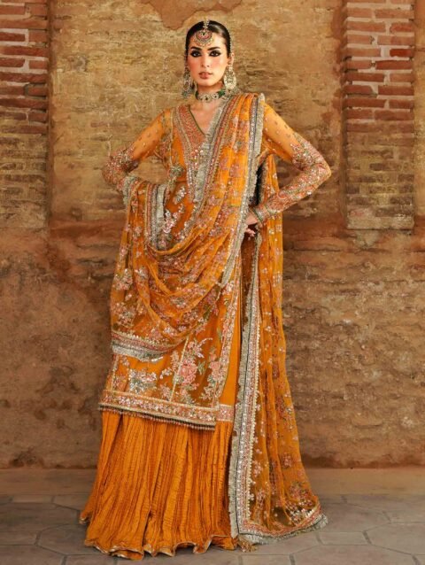 Elegant Embroidered Shirt with Sequins and Gold Tilla Accents