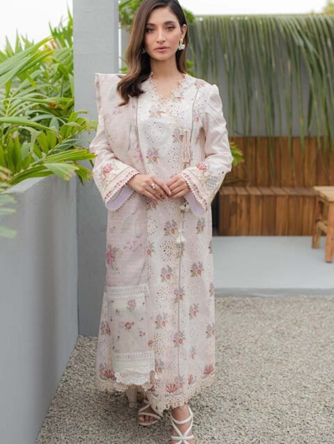 Qalamkar Qline Luxury Lawn: JK-13 Opaline Shirt & Dupatta