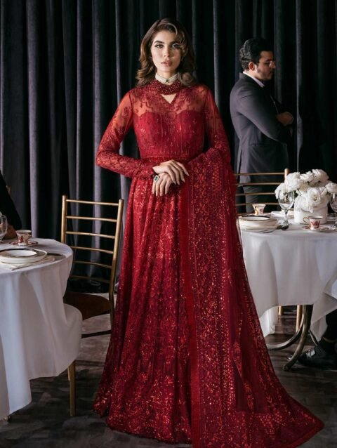 NIRVANA by Afrozeh – Embroidered Chiffon Dress & Dupatta