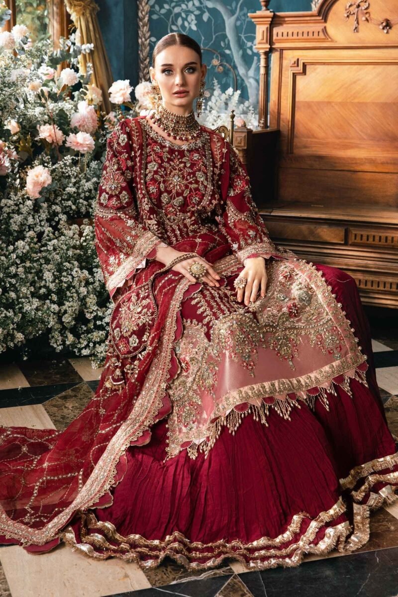 Embroidered Pakistani Dress with Raw Silk & Organza - Custom