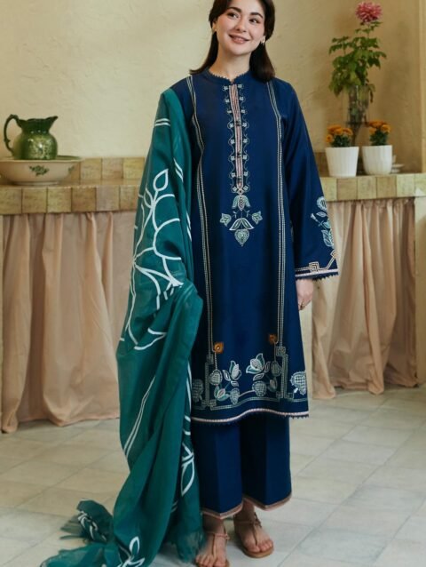Screen Printed Latin Cotton Dupatta & Folk Embroidered Kurta