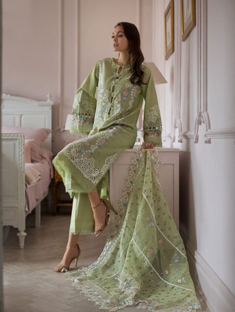 SOBIA NAZIR Embroidered Lawn Set with Organza Dupatta