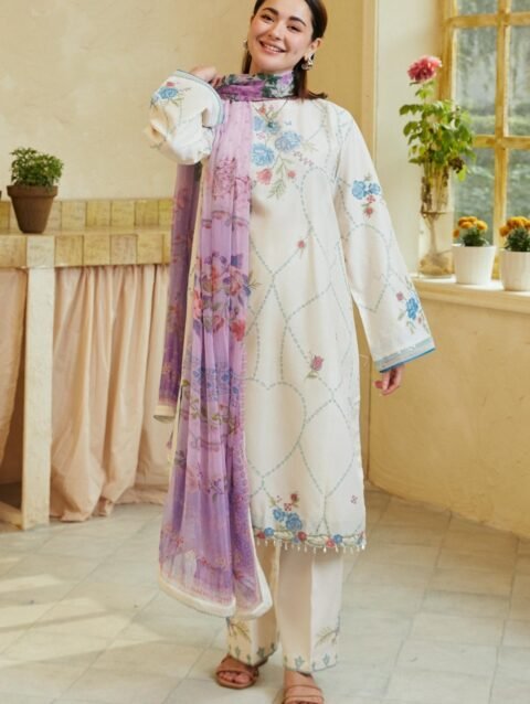 Ruhi Shirt with Vintage Chiffon Dupatta & Cross-Stitch Roses