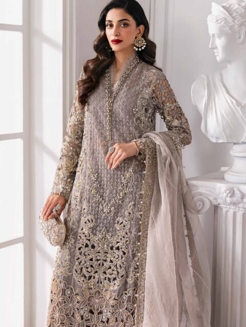 3 Piece Unstitched Embroidered Organza Suit | BD-3006